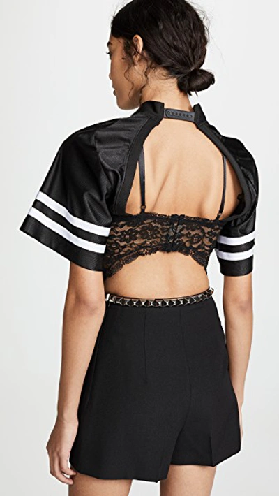 Shop Alexander Wang Athletic Jersey Hybrid Top With Lace In Black