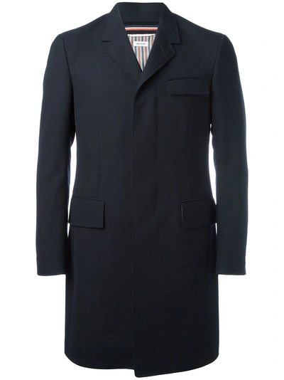 Shop Thom Browne Singe-breasted Coat - Blue