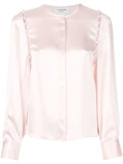 Shop Thom Browne Bridal Button Silk Blouse - Pink