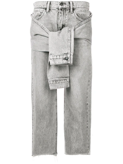 Shop Alexander Wang Knotted Sleeve Jeans - Grey