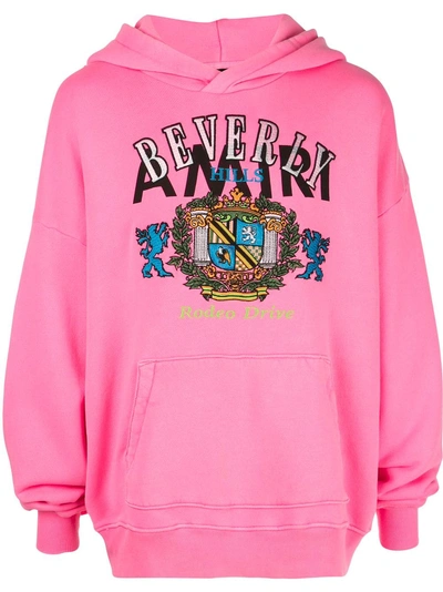 Shop Amiri Graphic Print Hooded Sweatshirt - Pink