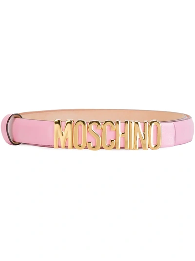 Shop Moschino Logo Plaque Belt In Pink