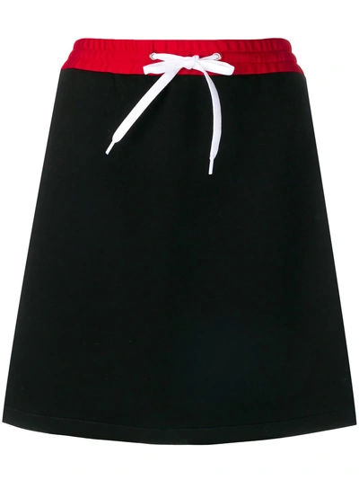 Shop Miu Miu Logo Tape Jersey Skirt - Black