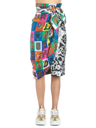 Shop Versace Skirt In Multicolor