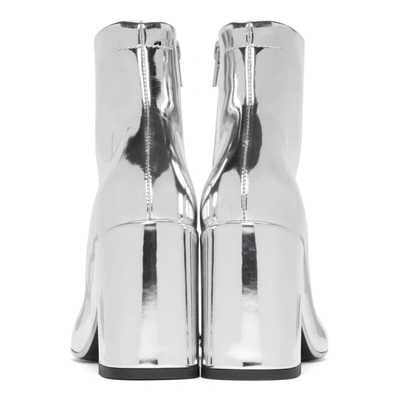 Shop Mm6 Maison Margiela Silver Square Heel Boots In T9002  Silv