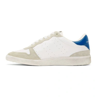 Shop Isabel Marant White And Blue Bulian Sneakers