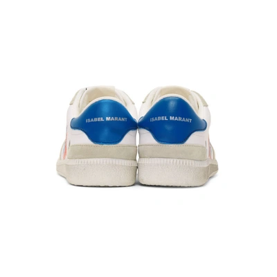 Shop Isabel Marant White And Blue Bulian Sneakers