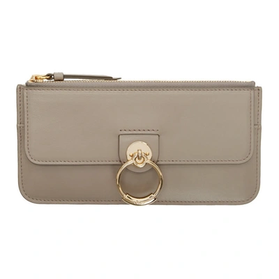 Shop Chloé Chloe Grey Tess Zipped Wallet In 23w Mottygr