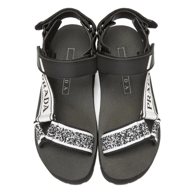 Shop Prada Black And White Velcro Nomad Sandals In F0967 Nero