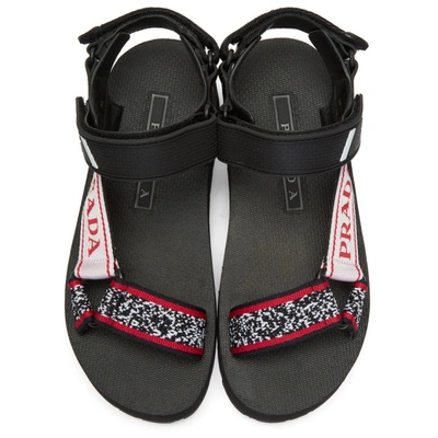 Shop Prada Black And Red Velcro Nomad Sandals In F0n98 Pink