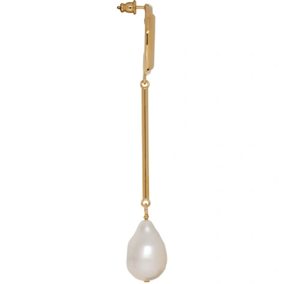 Shop Chloé Chloe Gold Pearl Asymmetric C Earrings In 105 Pearl