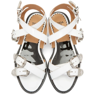 Shop Toga Pulla White Four Buckle Western Sandals