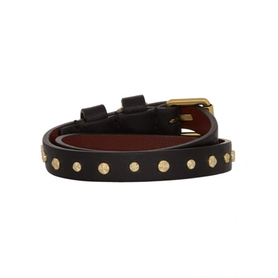 Shop Alexander Mcqueen Black And Gold Wrap Stud Skull Bracelet In 1000 Black