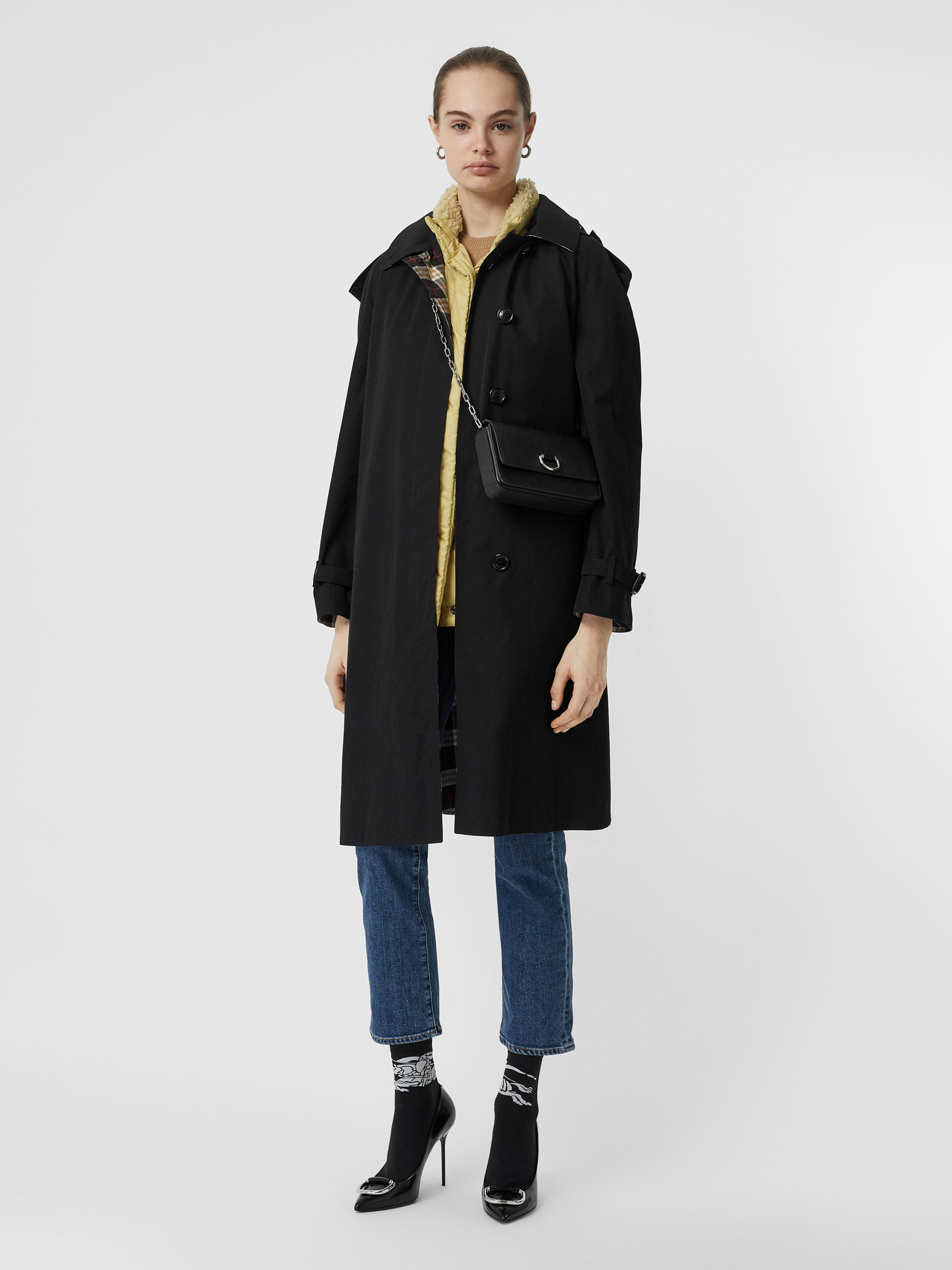 Detachable hood tropical gabardine swing coat top