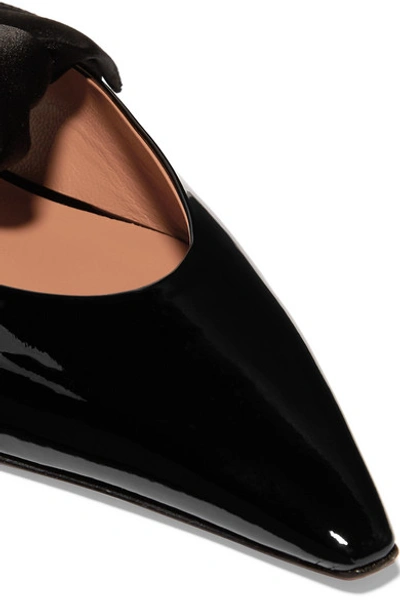 Shop Altuzarra Kirk Satin-trimmed Patent-leather Point-toe Flats In Black