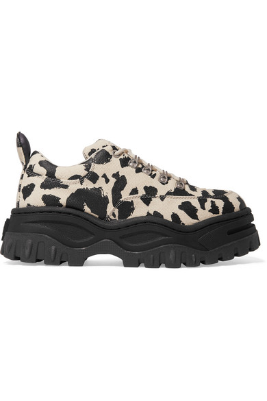 Eytys Angel Leopard-print Cotton-canvas Platform Sneakers In Leopard Print  | ModeSens