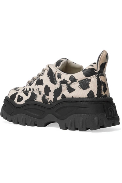 Shop Eytys Angel Leopard-print Cotton-canvas Platform Sneakers In Leopard Print