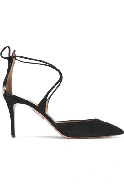 Shop Aquazzura Very Matilde 85 Suede Pumps In Black