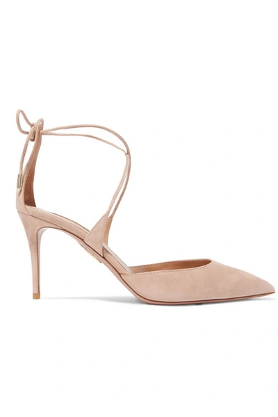 Shop Aquazzura Very Matilde 85 Suede Pumps In Antique Rose