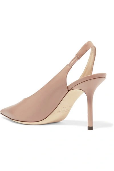 Shop Jimmy Choo Ivy 85 Leather Slingback Pumps In Neutral
