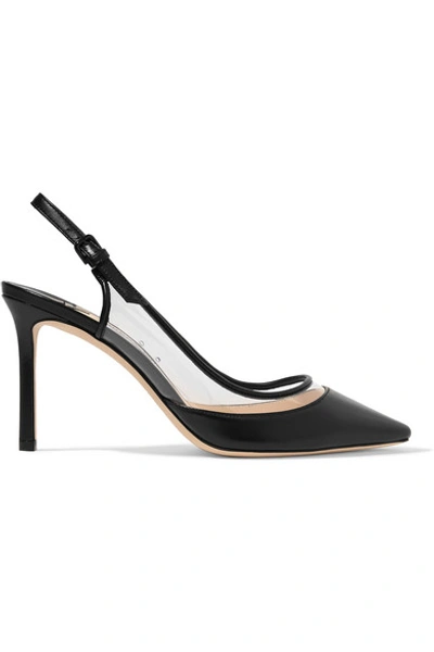 Shop Jimmy Choo Erin 85 Pvc And Leather Slingback Pumps In Black