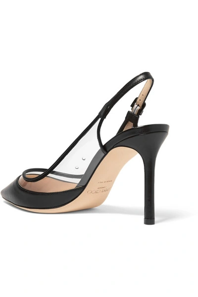 Shop Jimmy Choo Erin 85 Pvc And Leather Slingback Pumps In Black