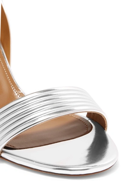 Shop Aquazzura Sundance 50 Metallic Vegan Leather Sandals In Silver
