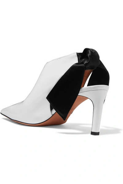 Shop Altuzarra Patent-leather And Satin Slingback Mules In White