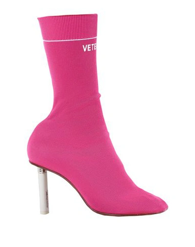 Shop Vetements Woman Ankle Boots Fuchsia Size 7 Polyamide In Pink
