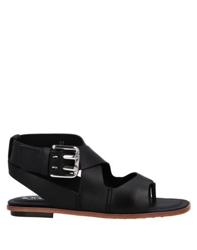 Shop Tod's Woman Thong Sandal Black Size 6 Soft Leather