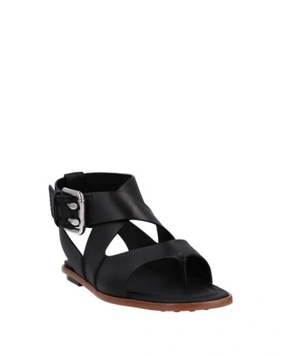 Shop Tod's Woman Thong Sandal Black Size 6 Soft Leather