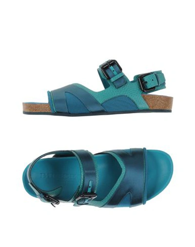 Shop Burberry Sandals In Deep Jade