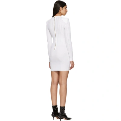 Shop Balmain White Buttoned Knit Mini Dress In 0fa White