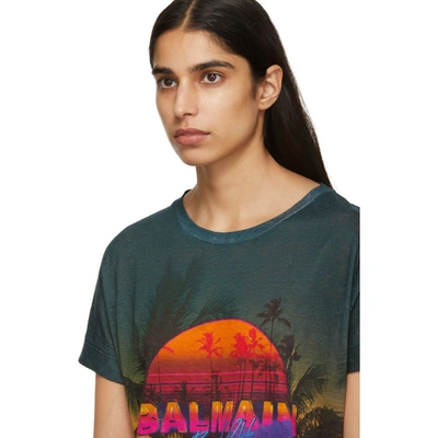 BALMAIN 多色亚麻热带风情 T 恤