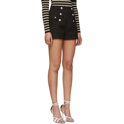 Shop Balmain Black High-waisted Double-breasted Shorts In 0pa Black