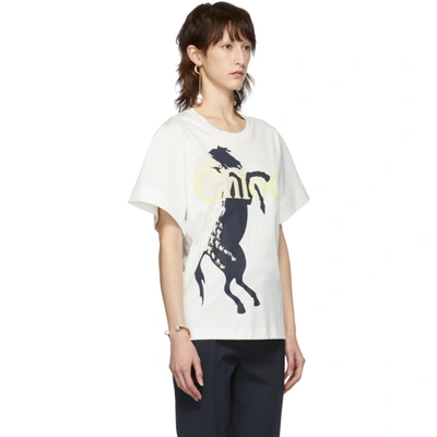 Shop Chloé Chloe White Mercerised Horse T-shirt In 107 Milk