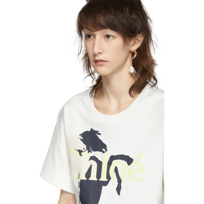 Shop Chloé Chloe White Mercerised Horse T-shirt In 107 Milk