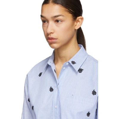 Shop Kenzo Blue And White Roses Shirt In 64 -sky Blu