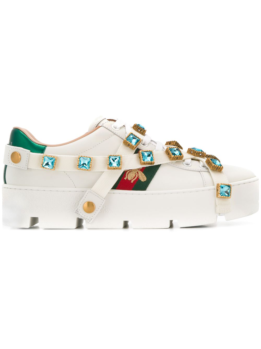 gucci crystal sneakers white