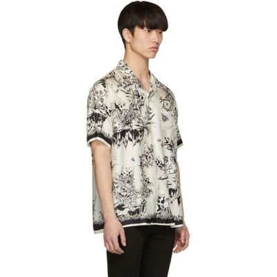 Shop Givenchy White And Black Monster Silk Hawaiian Shirt In 150 Ecru