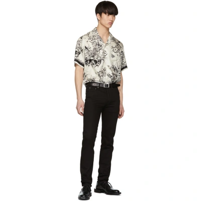 Shop Givenchy White And Black Monster Silk Hawaiian Shirt In 150 Ecru