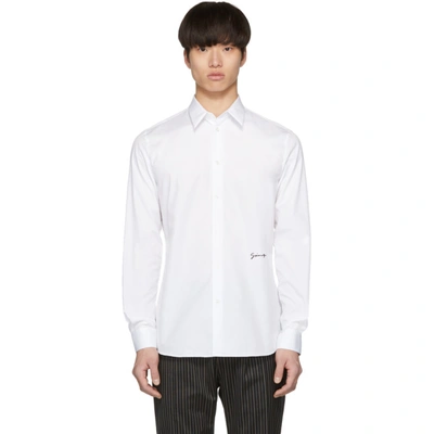 Shop Givenchy White Cotton Embroidered Signature Shirt In 116 Wht/blk