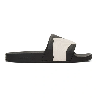 Shop Y-3 Black And White Adilette Sandals In Blkwht