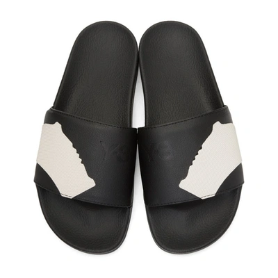 Shop Y-3 Black And White Adilette Sandals In Blkwht