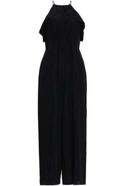 Shop Zimmermann Ruffled Silk Crepe De Chine Jumpsuit In Black