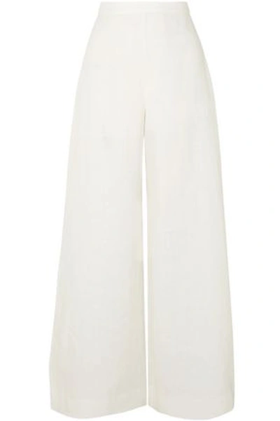 Shop Zimmermann Woman Lovelorn Linen Wide-leg Pants White