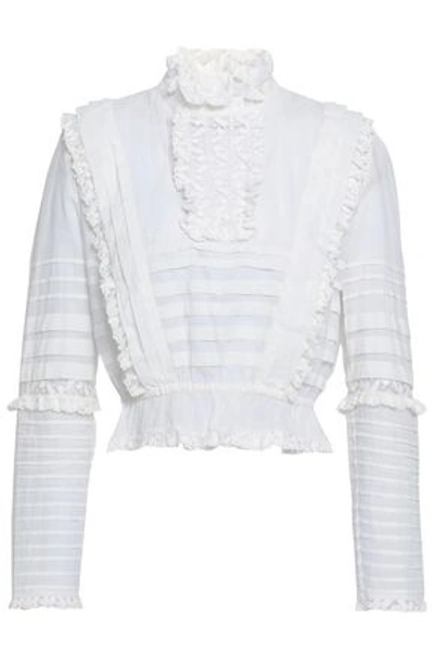 Shop Zimmermann Woman Lace-trimmed Ruffled Cotton Top Ivory