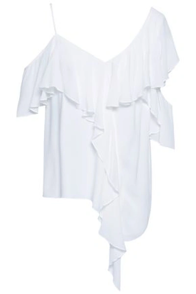 Shop Bailey44 Bailey 44 Woman Cold-shoulder Ruffled Crepe Top White