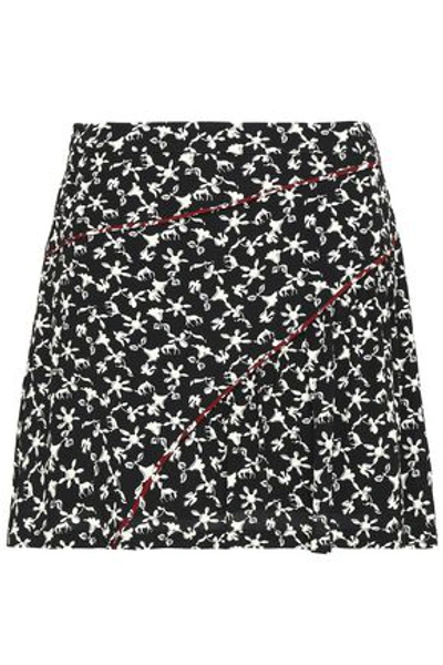 Shop Ba&sh Jupe Printed Crepe Mini Skirt In Black