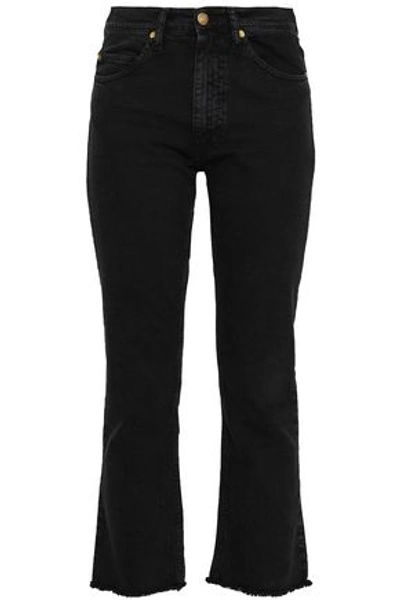 Shop Ba&sh Woman Cropped High-rise Bootcut Jeans Black